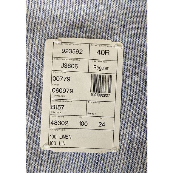 NEW J Peterman Blue Linen Sport Coat Jacket 100% Linen 40R Angelico - Picture 5 of 16